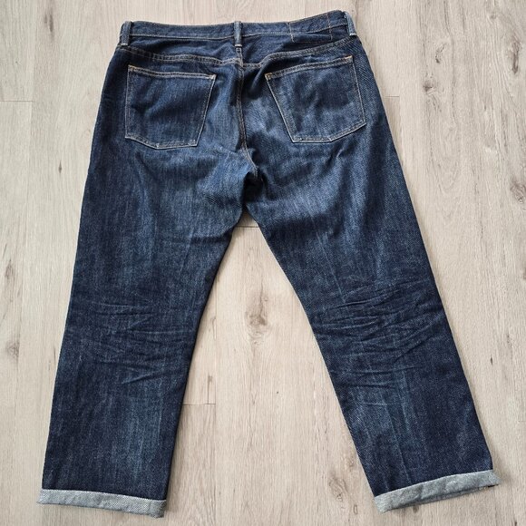 Club Monaco | dark wash denim button-fly straight leg jeans | MENS 34" - Picture 8 of 10